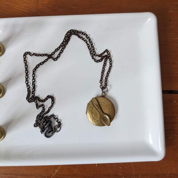 Handmade Gold Locket Necklace with Spoon - Picture 1 of 3